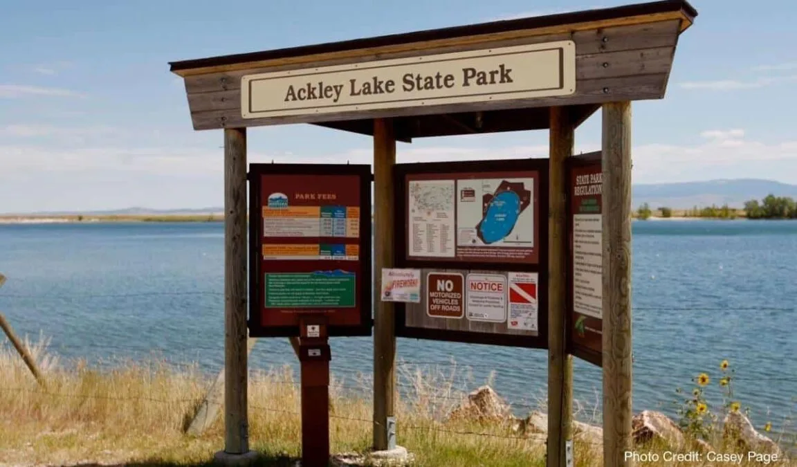 Ackley Lake State Park 1 A sign for Ashley Lake State Park, Montana.