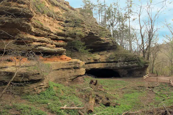 natural rock bridge in state park near madison wisconsin
