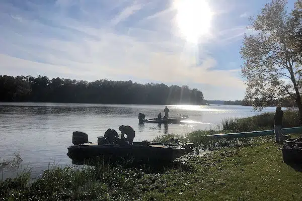 fishermen on dannelly reservoir at roland cooper state park in alabama
