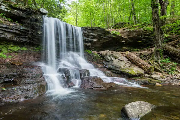 waterfall in the woods at a state park near harrisburg pennsylvania