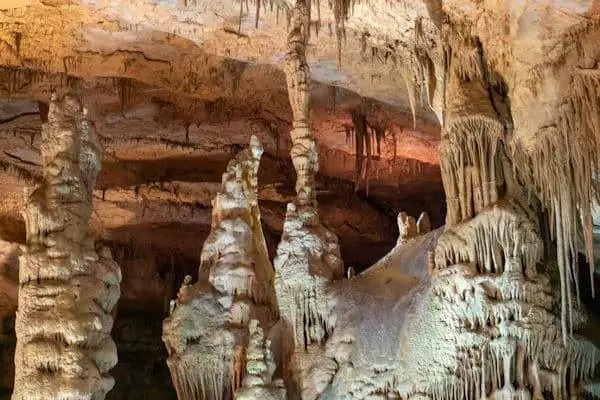 stalagmites in cavern at a state park near huntsville alabama