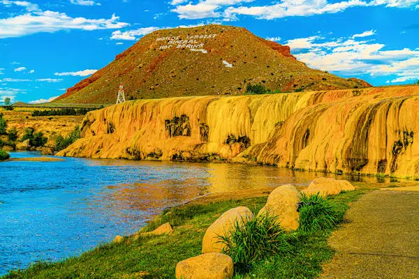 mineral deposit by hot spring in a state park near jackson hole wyoming