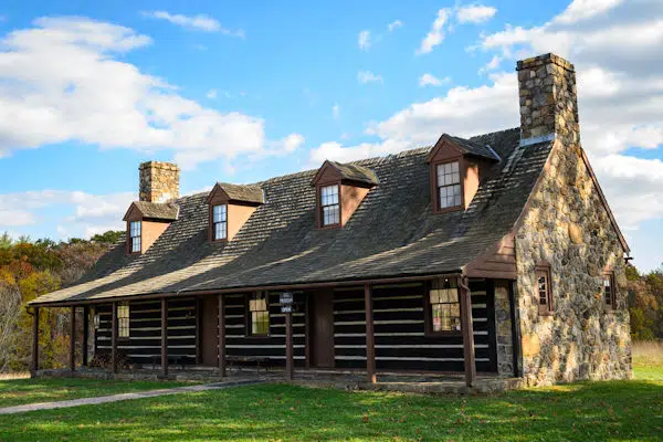 historic cabin at a state park near frederick maryland