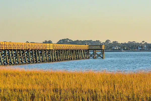 fishing pier in the ocean at Hunting Island State Park in South Carolina