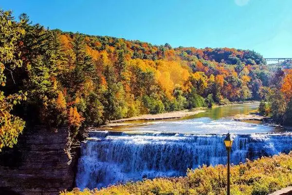 waterfall at letchworth state park in new york