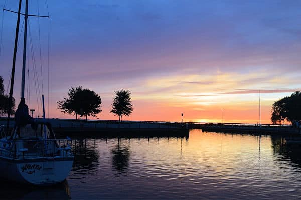 sunset over a lake in a state park near green bay wisconsin