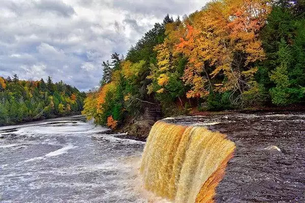 waterfall at tahquamenon falls state park in michigan
