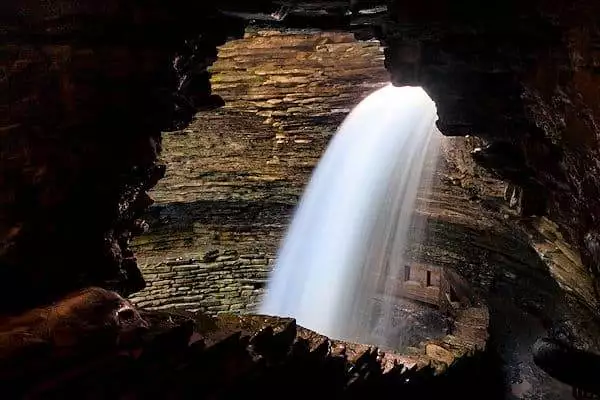 waterfall at watkins glen state park in new york