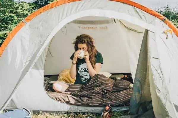camping in a tent at kiptopeke state park in virginia