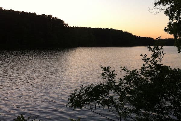 sunset over the water at a state park near hiawassee georgia