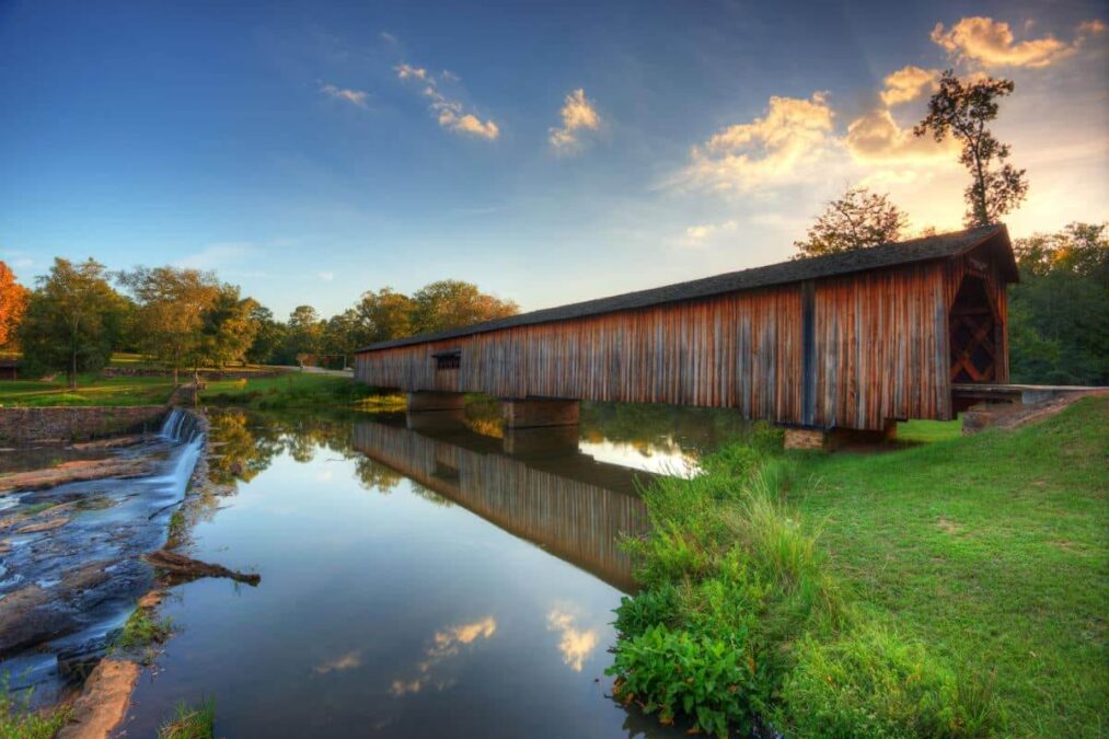 covered bridge in a state park near alpharetta georgia