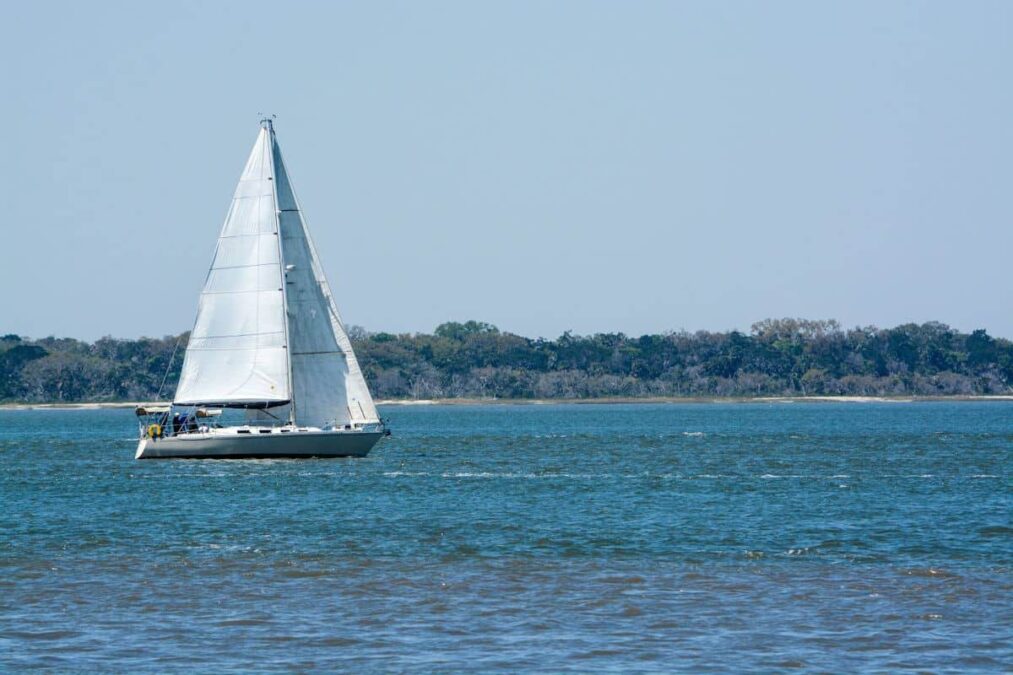 sailboat off the coast at a state park near jacksonville florida