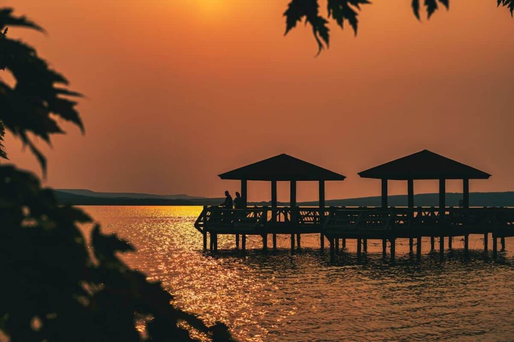 sunset on a lake in a state park near little rock arkansas