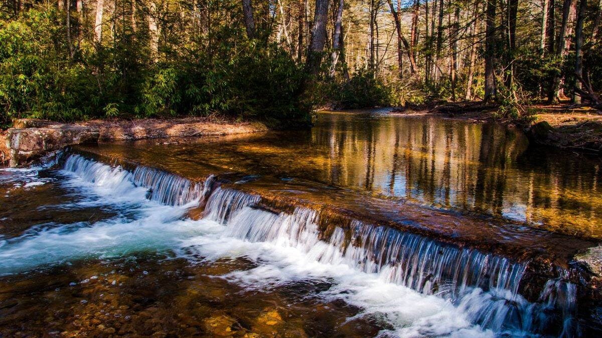 Small cascade on a stream in Caledonia State Park, Pennsylvania.
