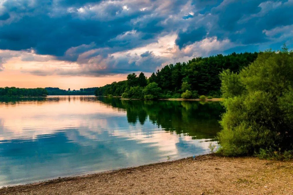 Codorus State Park 21 Evening clouds over the shore of Lake Marburg, Codorus State Park