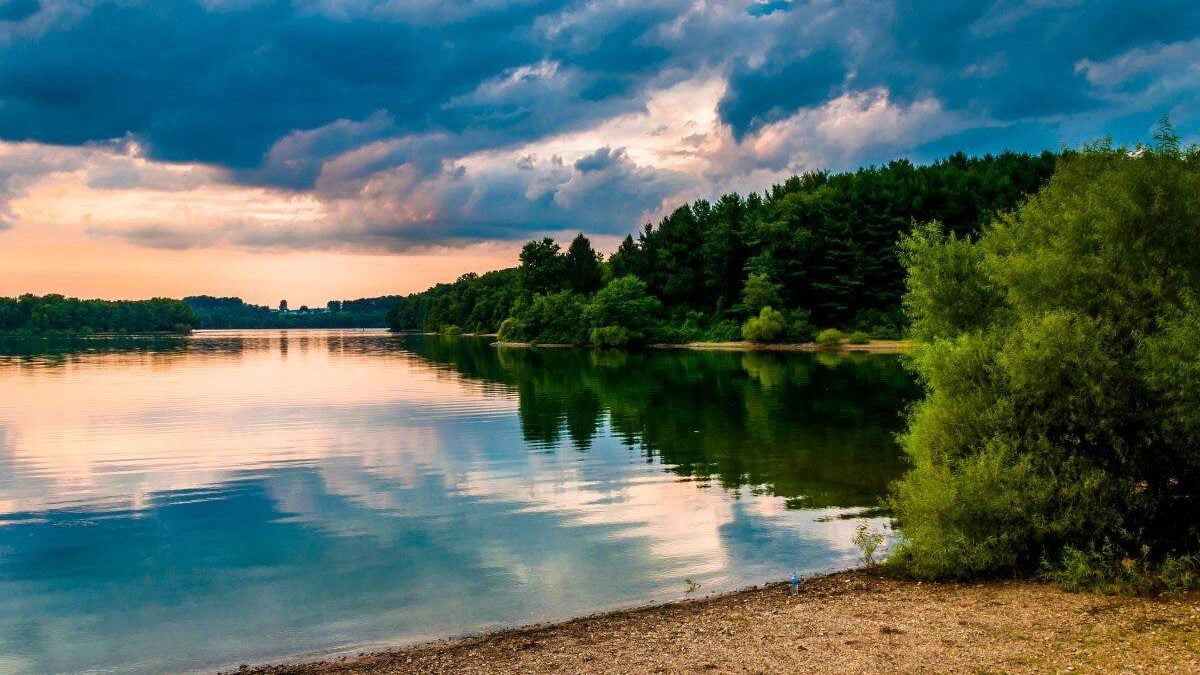 Evening clouds over the shore of Lake Marburg, Codorus State Park