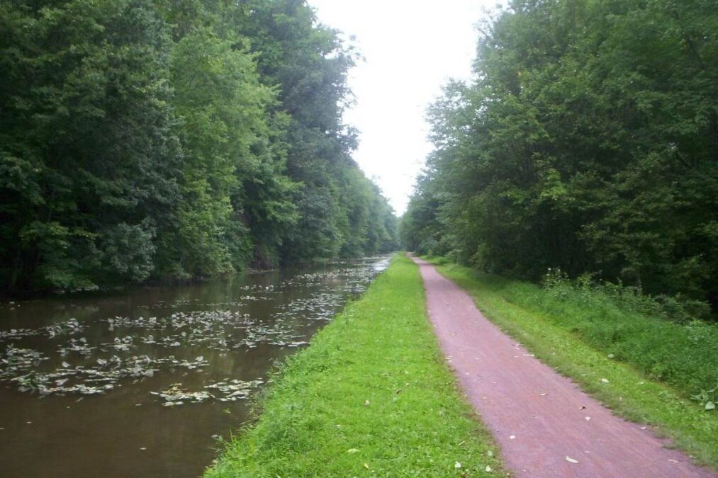 view of trail at Delaware Canal State Park in Pennsylvania