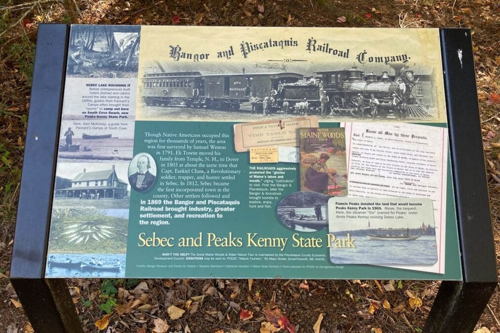 Peaks-Kenny State Park 6 informational sign about the history of Peaks-Kenny State Park