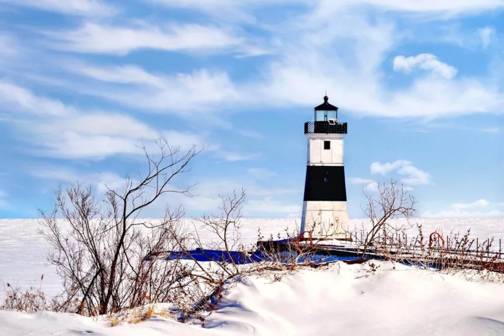 Presque Isle State Park 101 A lighthouse amongst the snow at Presque Isle State Park