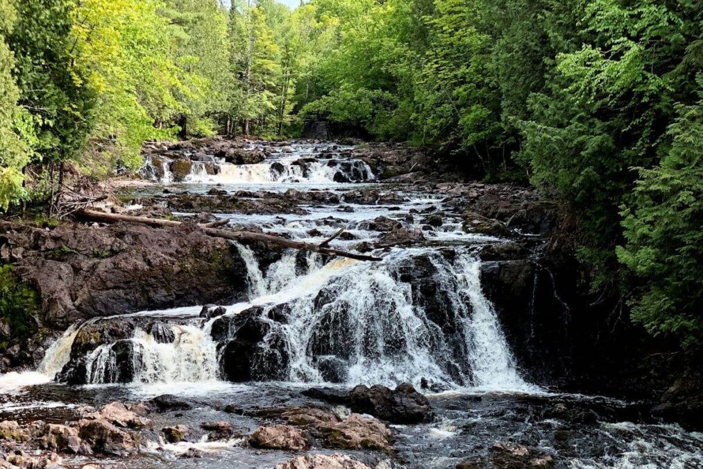 waterfall in the woods at a state park near minocqua wisconsin