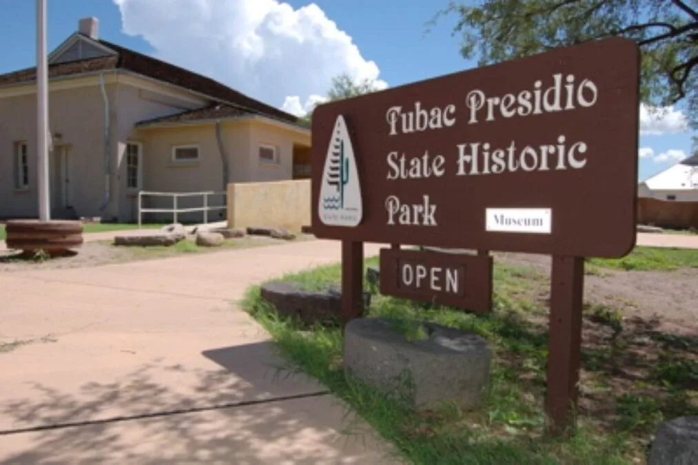 Tubac Presidio State Historic Park 31 sign for Tubac Presidio State Historic Park outside a building