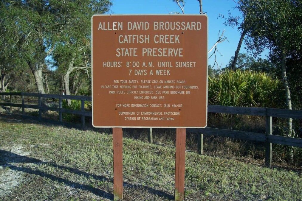 sign at Allen David Broussard Catfish Creek Preserve State Park