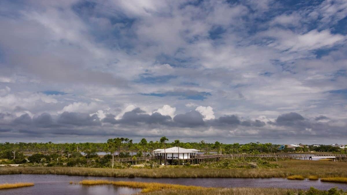 walkway and pavilion at Big Lagoon State Park