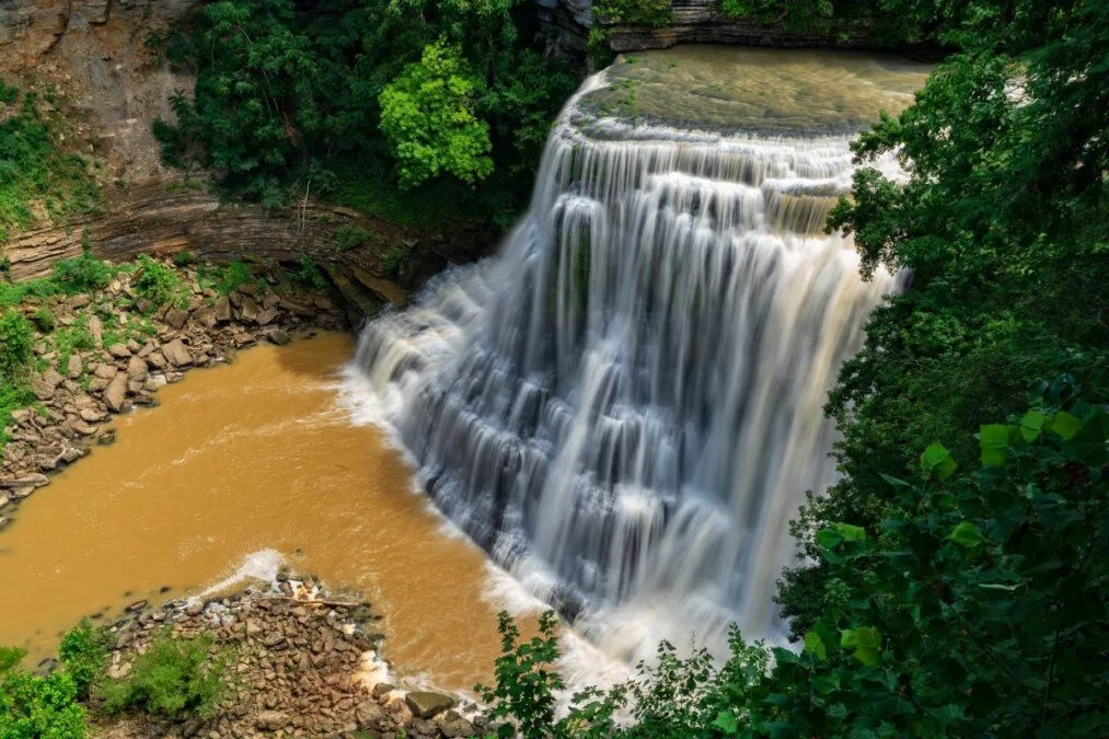 long exposure photo of waterfall at Burgess Falls State Park