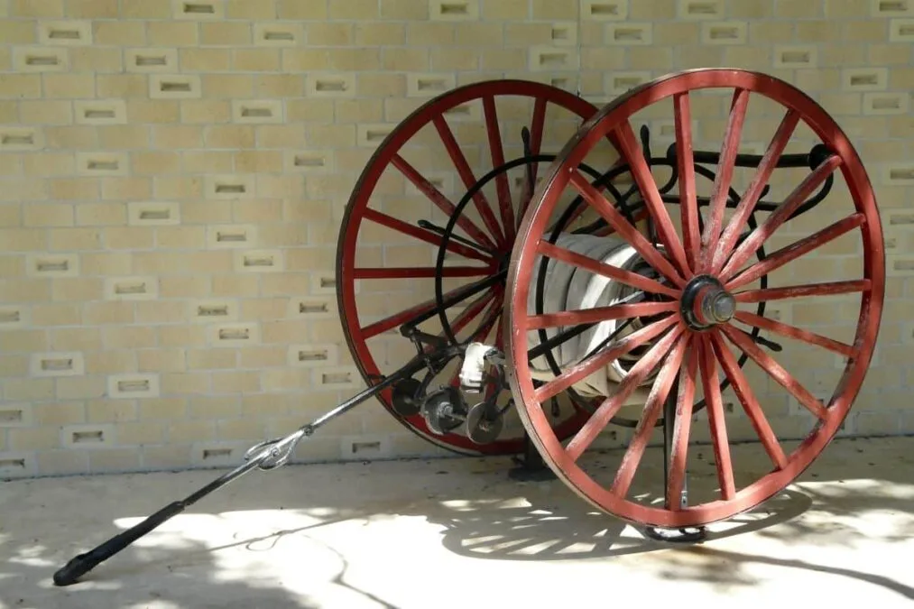 Antique Fire Hose Cart Firefighting Wagon. This antique fire hose cart is one of the displays at Cedar Key Museum State Park