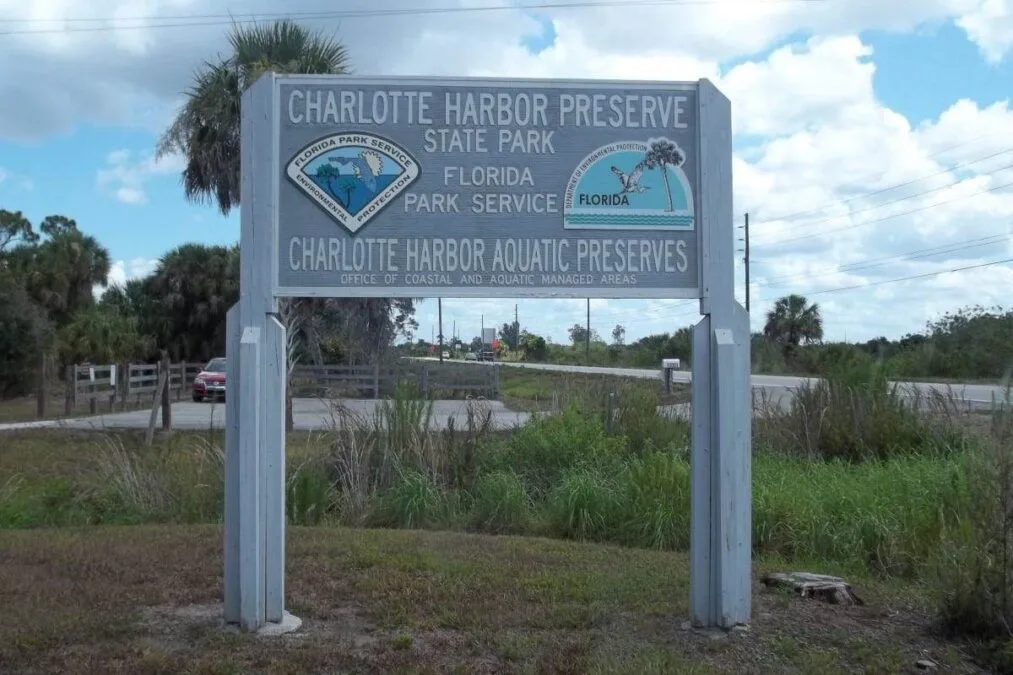 park sign at Charlotte Harbor Preserve State Park