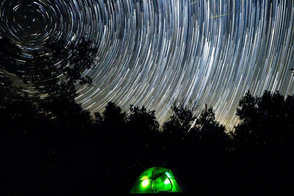 long exposure shot of a tent underneath the stars at Copper Breaks State Park