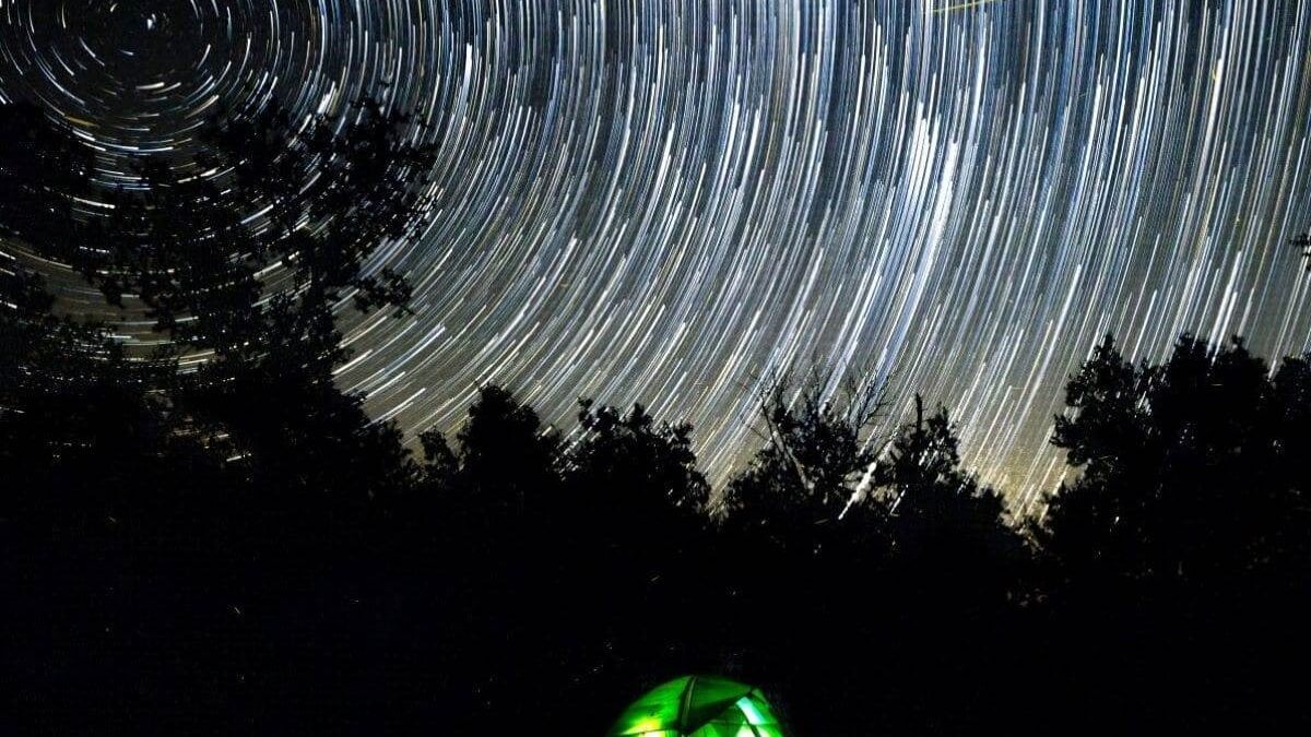 long exposure shot of a tent underneath the stars at Copper Breaks State Park