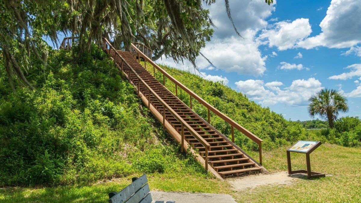 Stairs to Temple Mound A - Crystal River Archaeological State Park