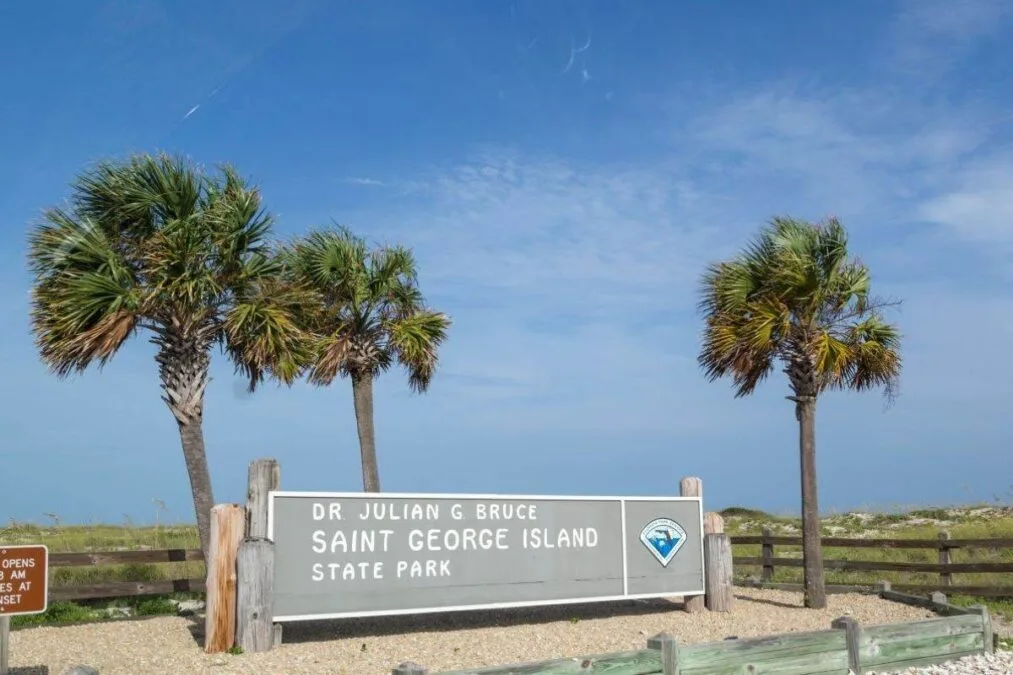 Entrance sign at Dr. Julian G. Bruce St. George Island State Park