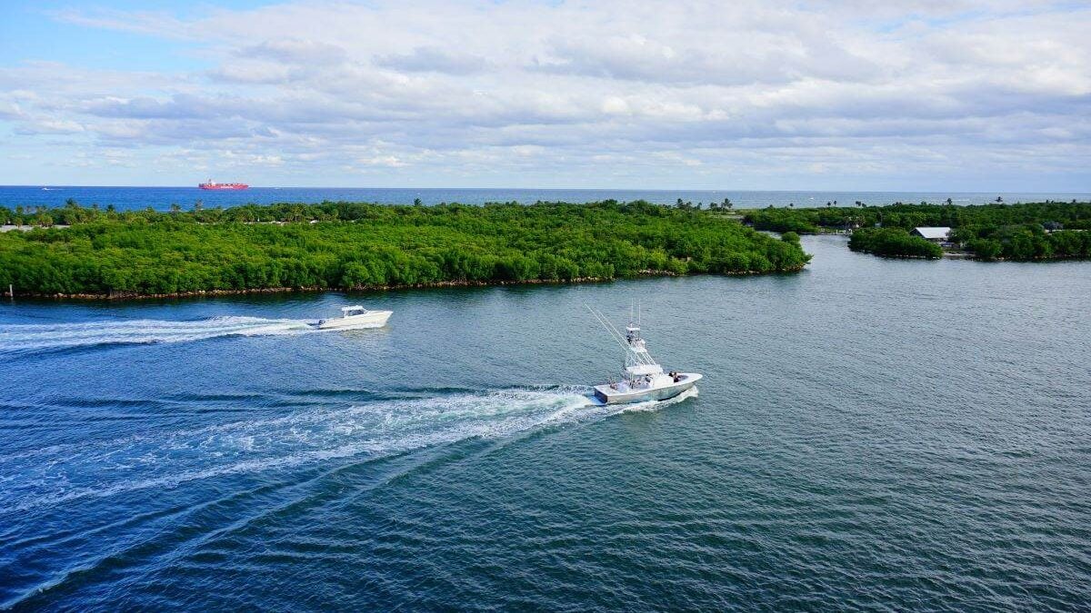 Two boats on the water at Dr. Von D. Mizell-Eula Johnson State Park