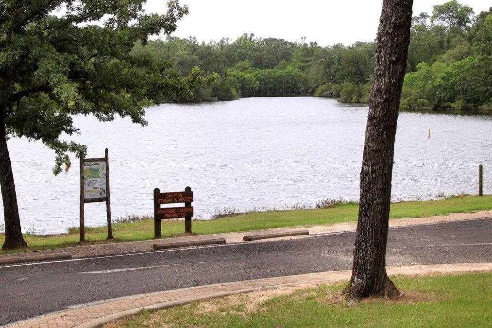 The swimming area in Fort Boggy State Park, Texas