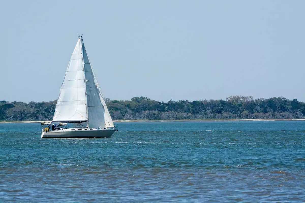 a sailboat in the water at Fort Clinch State Park