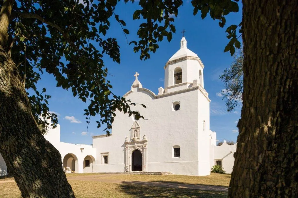 Rockin River Ranch State Park 24 Mission Esperitu Santo through the trees at Goliad State Park