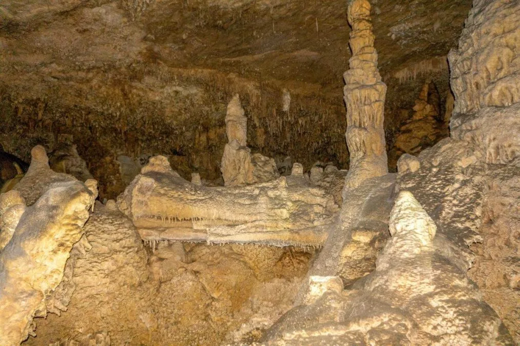 stalagmites in a cave at Kickapoo Cavern State Park