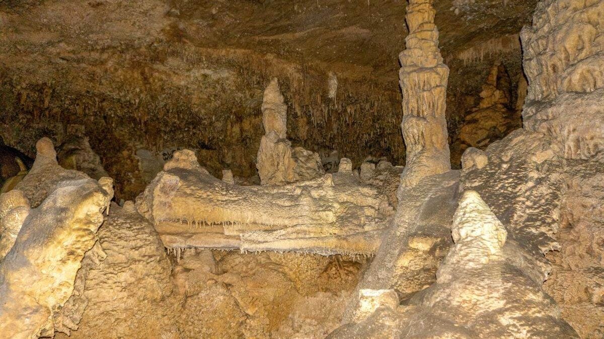 stalagmites in a cave at Kickapoo Cavern State Park