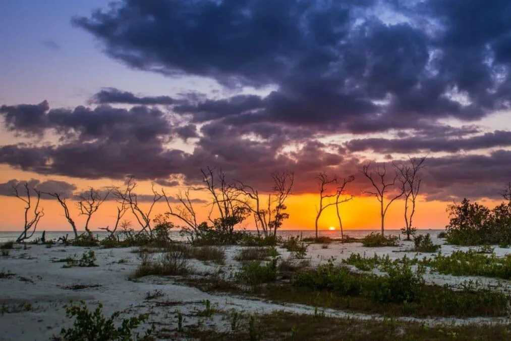 Sunset over the beach at Lovers Key State Park