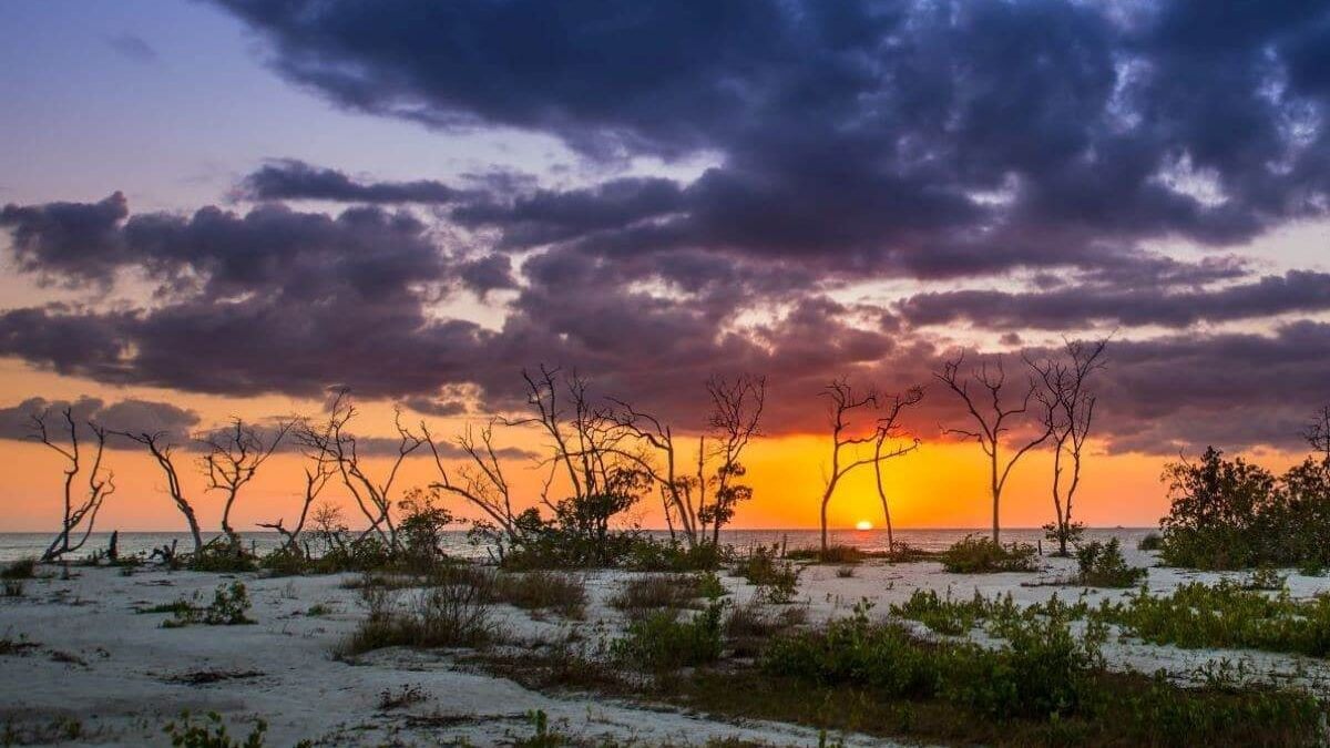 Sunset over the beach at Lovers Key State Park