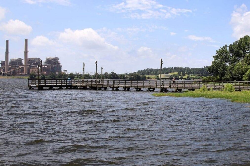 A fishing pier at Martin Creek Lake State Park in Rusk County, Texas, United States.