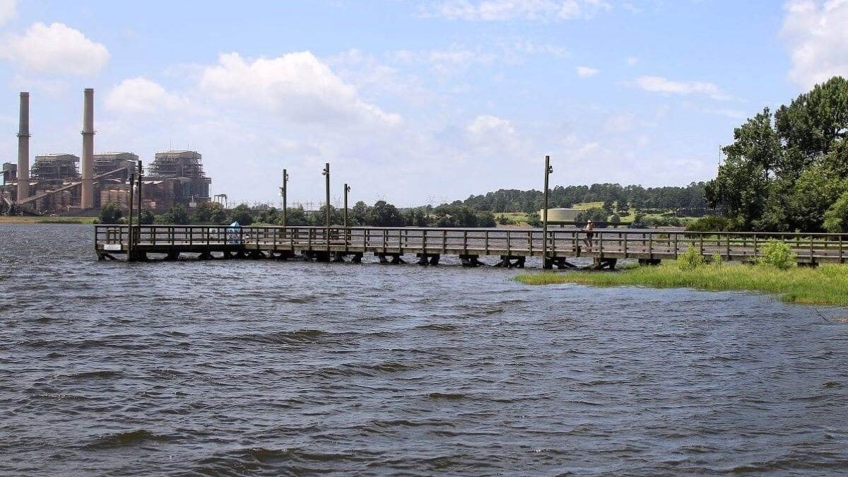 A fishing pier at Martin Creek Lake State Park in Rusk County, Texas, United States.