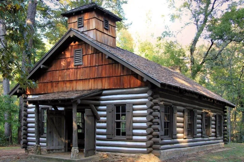 The replica of Mission Tejas, built circa 1935, in Mission Tejas State Park.