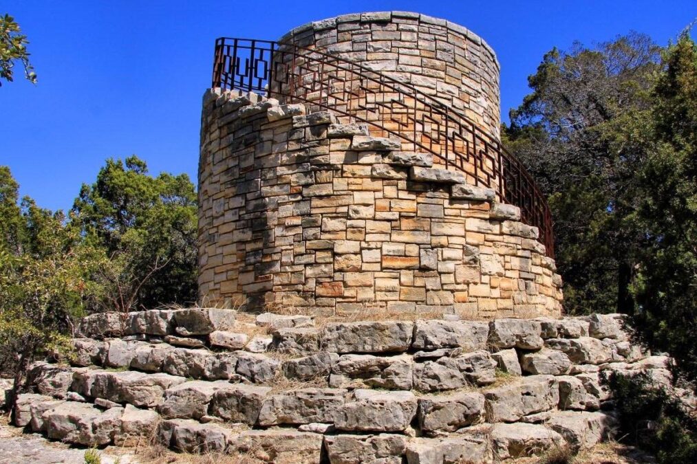 The lookout tower and water storage tank in Mother Neff State Park in Coryell County, Texas.