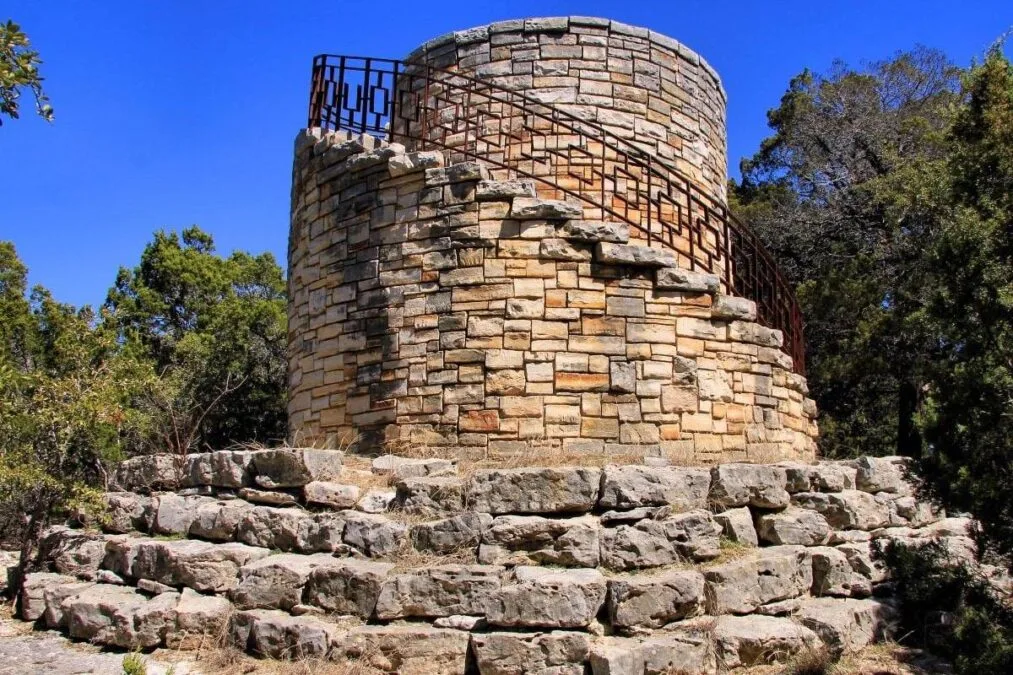 The lookout tower and water storage tank in Mother Neff State Park in Coryell County, Texas.