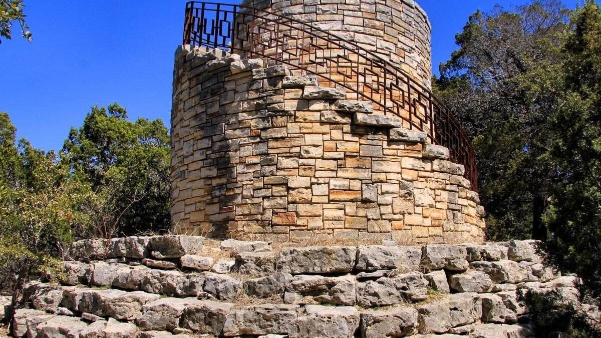 The lookout tower and water storage tank in Mother Neff State Park in Coryell County, Texas.