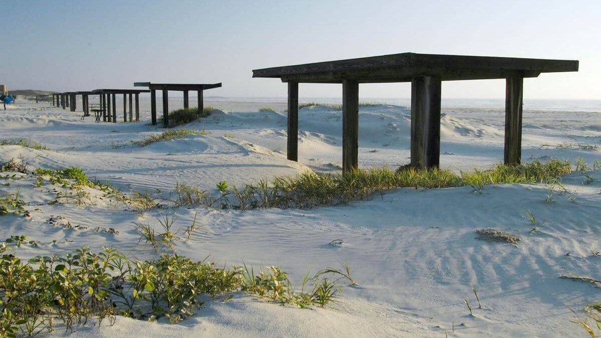 Beach canopies at Mustang Island State Park