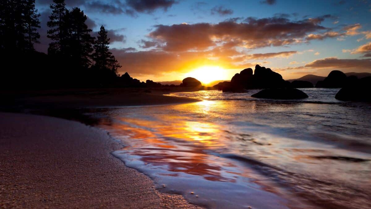 Lake Tahoe Nevada Sunset at Sand Harbor Beach